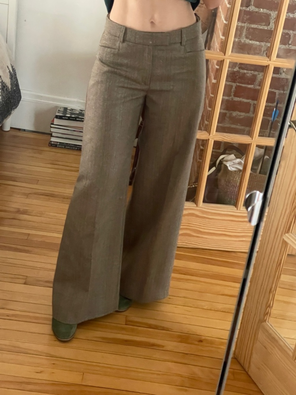 Banana Republic Wide-Leg Trousers in Olive